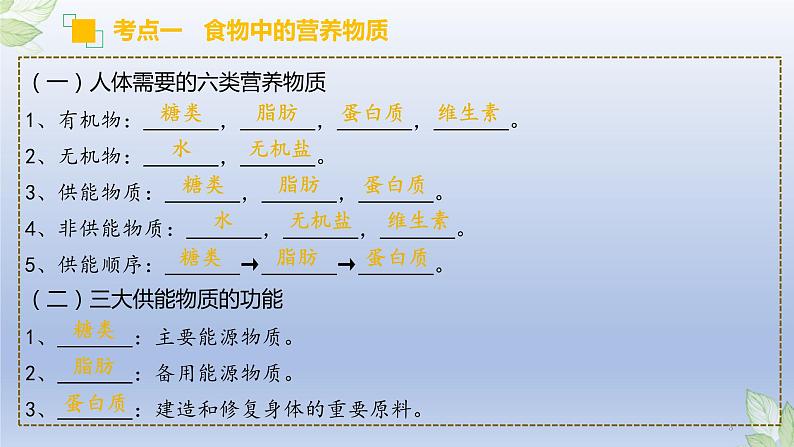 （通用版）中考生物一轮复习精讲课件专题10 人体的营养（含答案）第3页