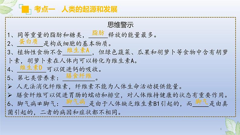 （通用版）中考生物一轮复习精讲课件专题10 人体的营养（含答案）第6页