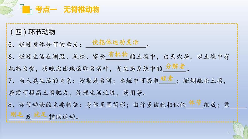 （通用版）中考生物一轮复习精讲课件专题15 动物的主要类群（含答案）第8页