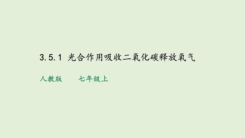 3.5.1+光合作用吸收二氧化碳释放氧气课件+2023--2024学年人教版生物七年级上册01