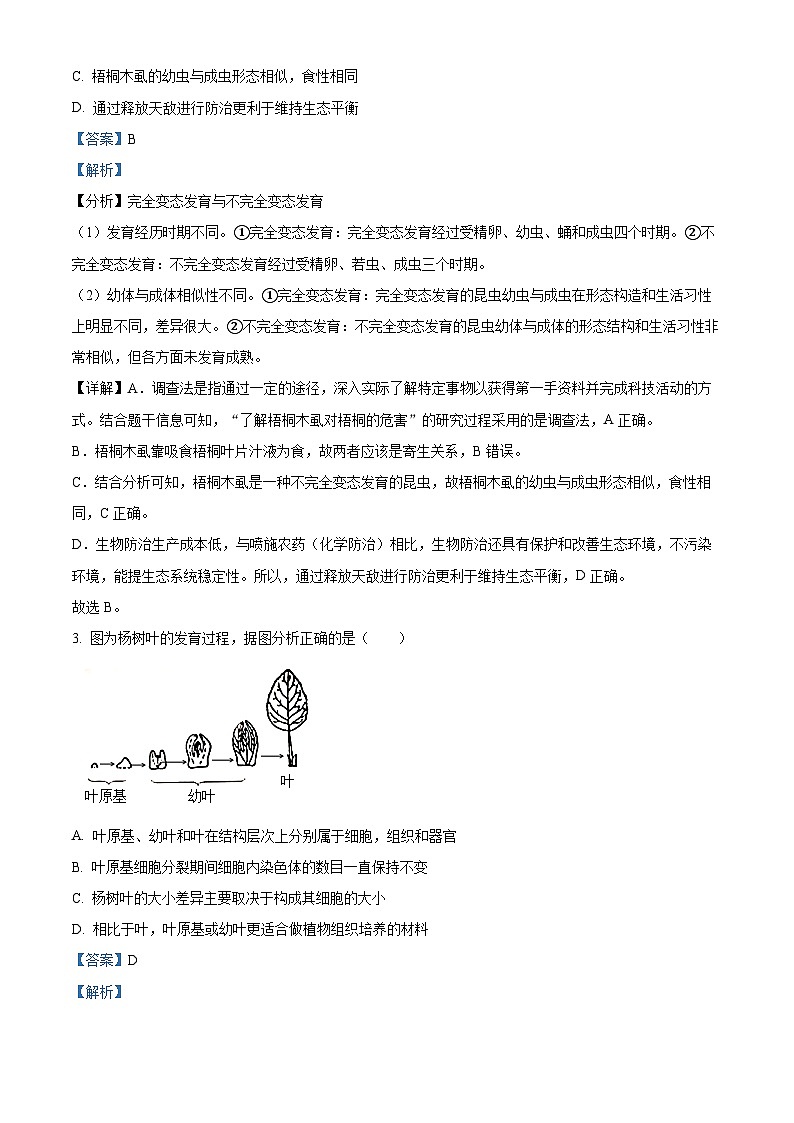 【全套精品专题】初中通用版学考复习专题精讲 中考生物模拟试题（Word版，含答案）02