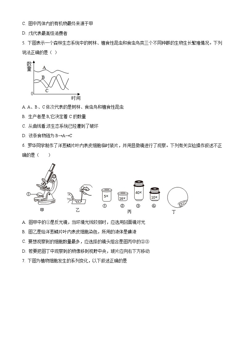 山东省东营市广饶县乐安街道乐安中学2023-2024学年八年级下学期3月月考生物试题（原卷版+解析版）02