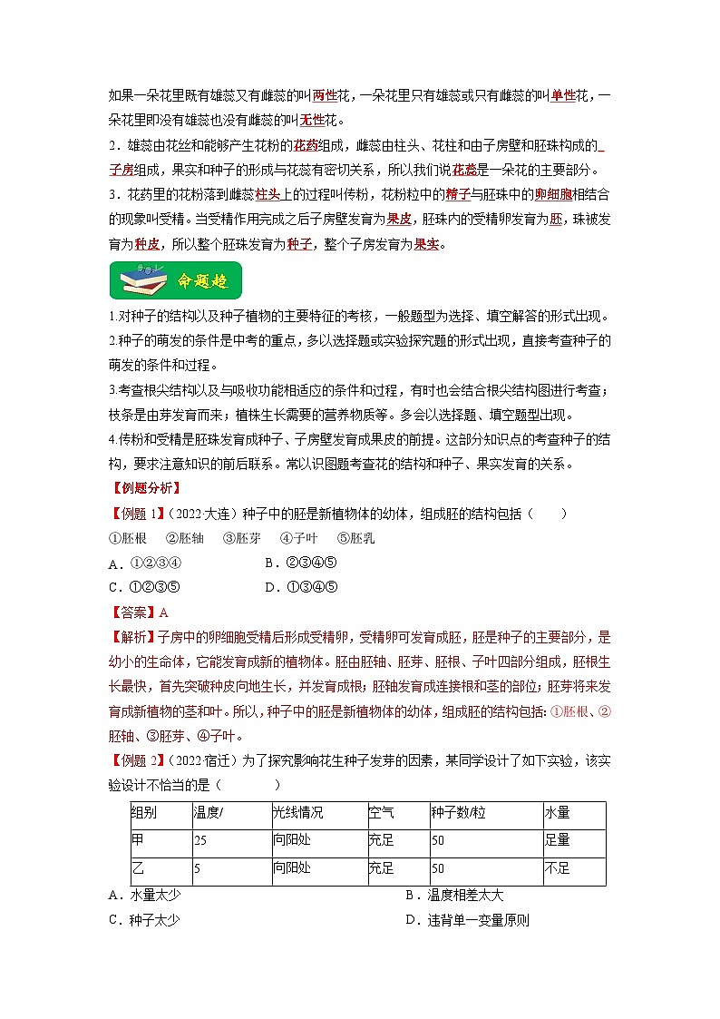 重难点04 生物圈中的绿色植物（二）-2023年中考生物【热点·重点·难点】专练（全国通用）（解析版）第2页