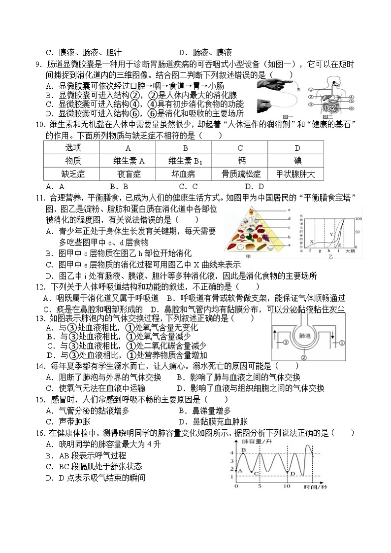 广东省深圳市宝安部分学校2022-2023学年七年级下学期期中考试生物试题02