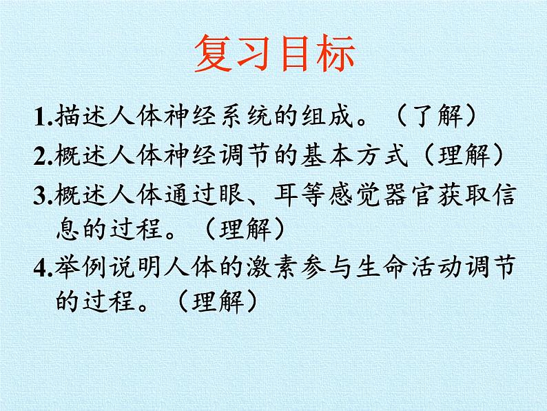 北师大版生物七年级下册 第四单元第十二章 人体的自我调节 复习（课件）第2页