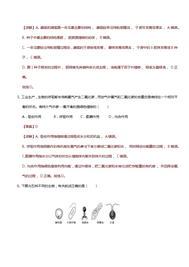 2024年中考第一次模拟考试题：生物（吉林卷）（教师用）第3页