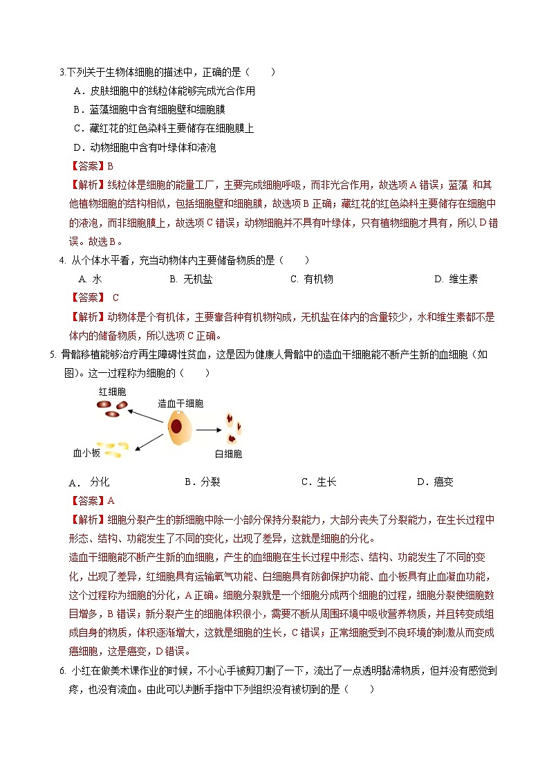2024年中考第一次模拟考试题：生物（江西卷）（教师用）第2页