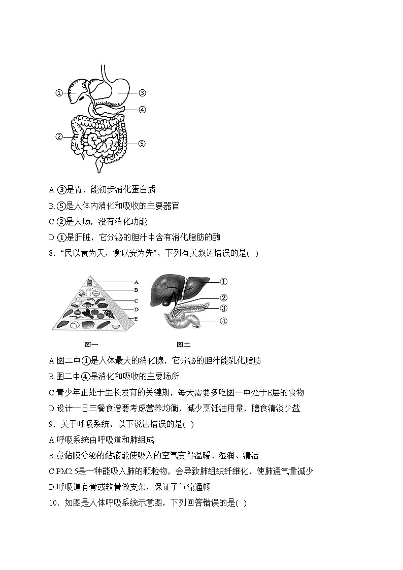 湖南省张家界市慈利县2022-2023学年七年级下学期期中生物试卷(含答案)第3页
