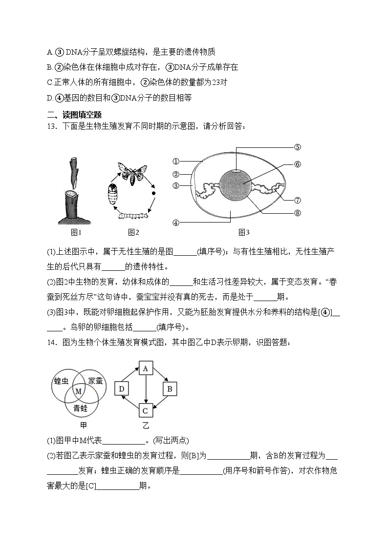 山西省吕梁市交城县2022-2023学年八年级下学期期中生物试卷(含答案)03