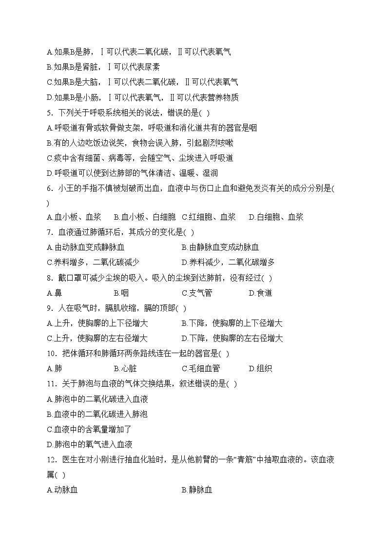 山西省吕梁市临县第四中学2022-2023学年七年级下学期期中生物试卷(含答案)02