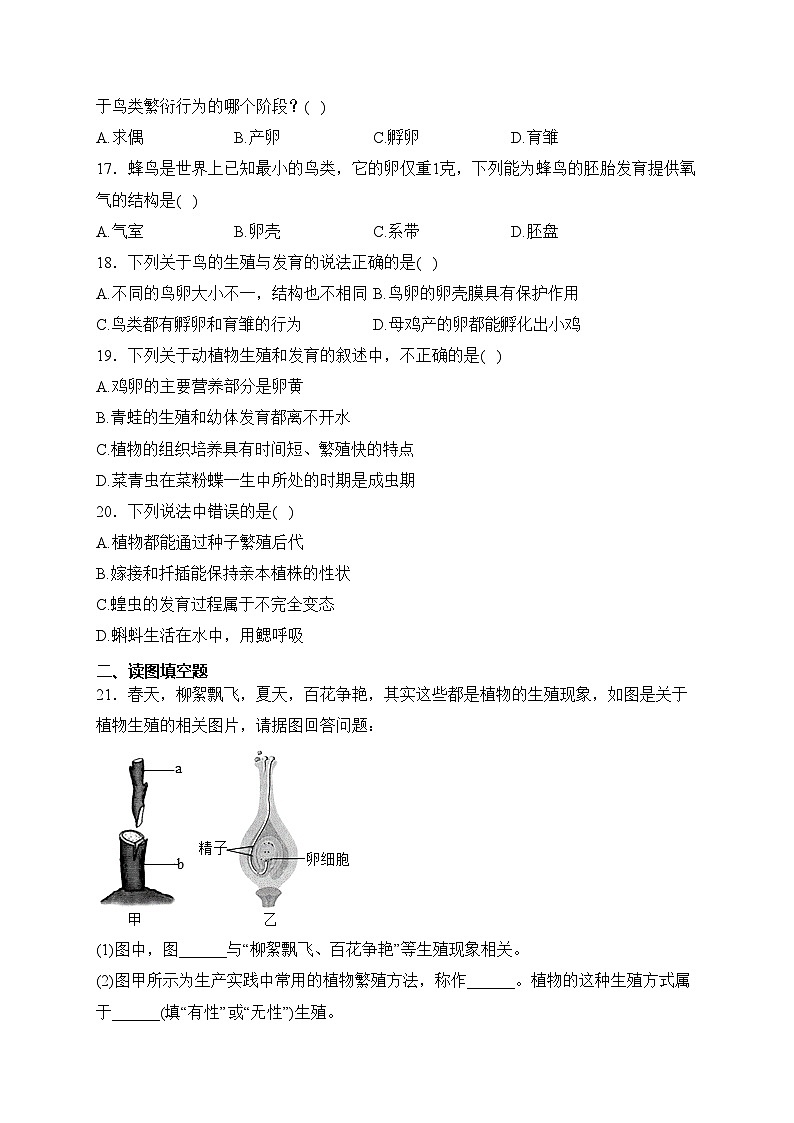 山西省朔州市右玉县第三中学校2022-2023学年八年级3月月考生物试卷(含答案)03