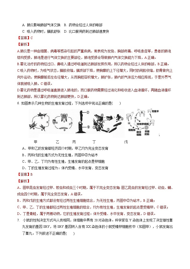 生物（湖北卷）-2024年会考第一次模拟考试03