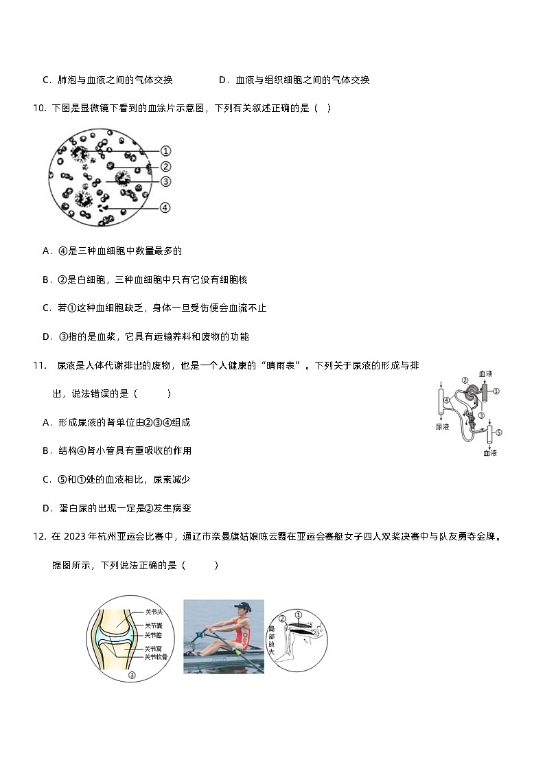 生物（吉林长春卷）-2024年会考第一次模拟考试03