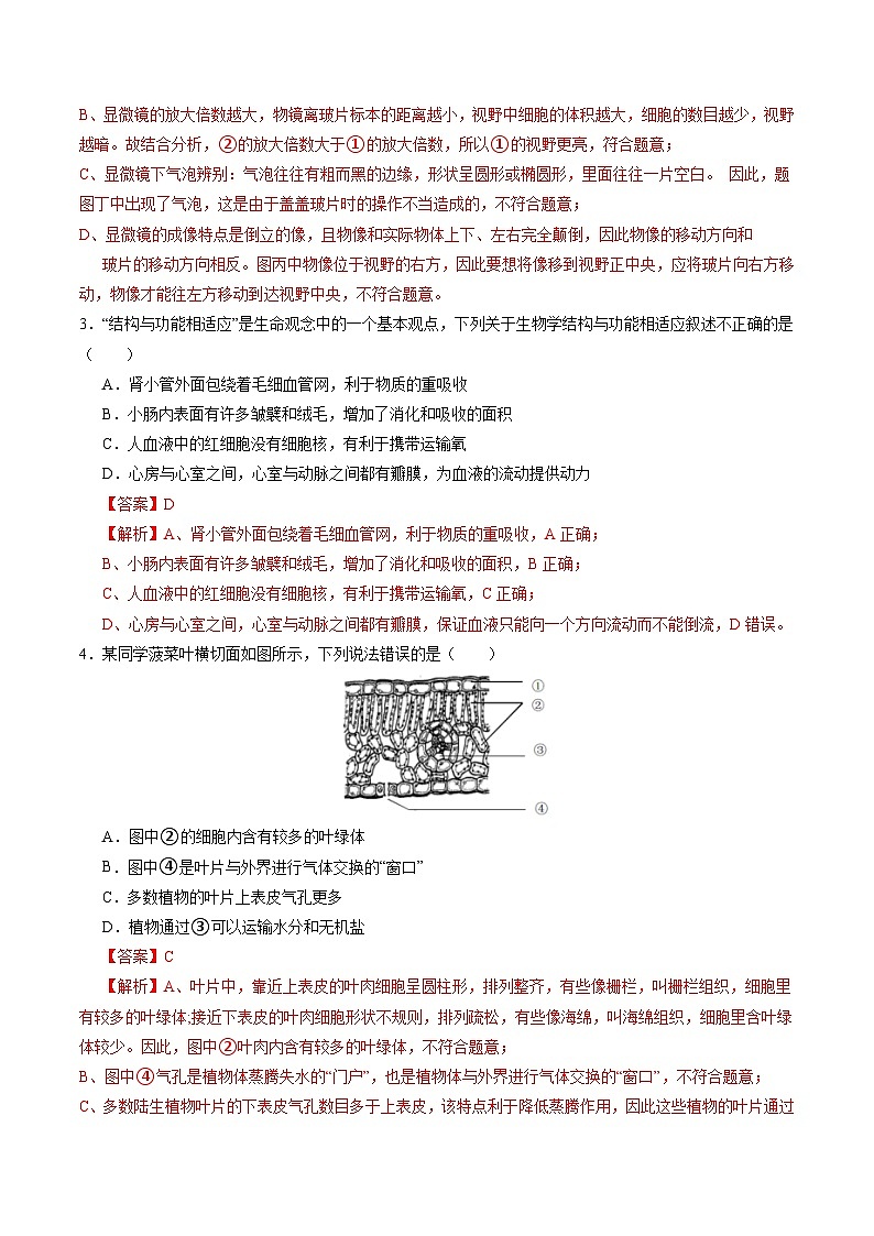 生物（辽宁卷）-2024年会考第一次模拟考试02