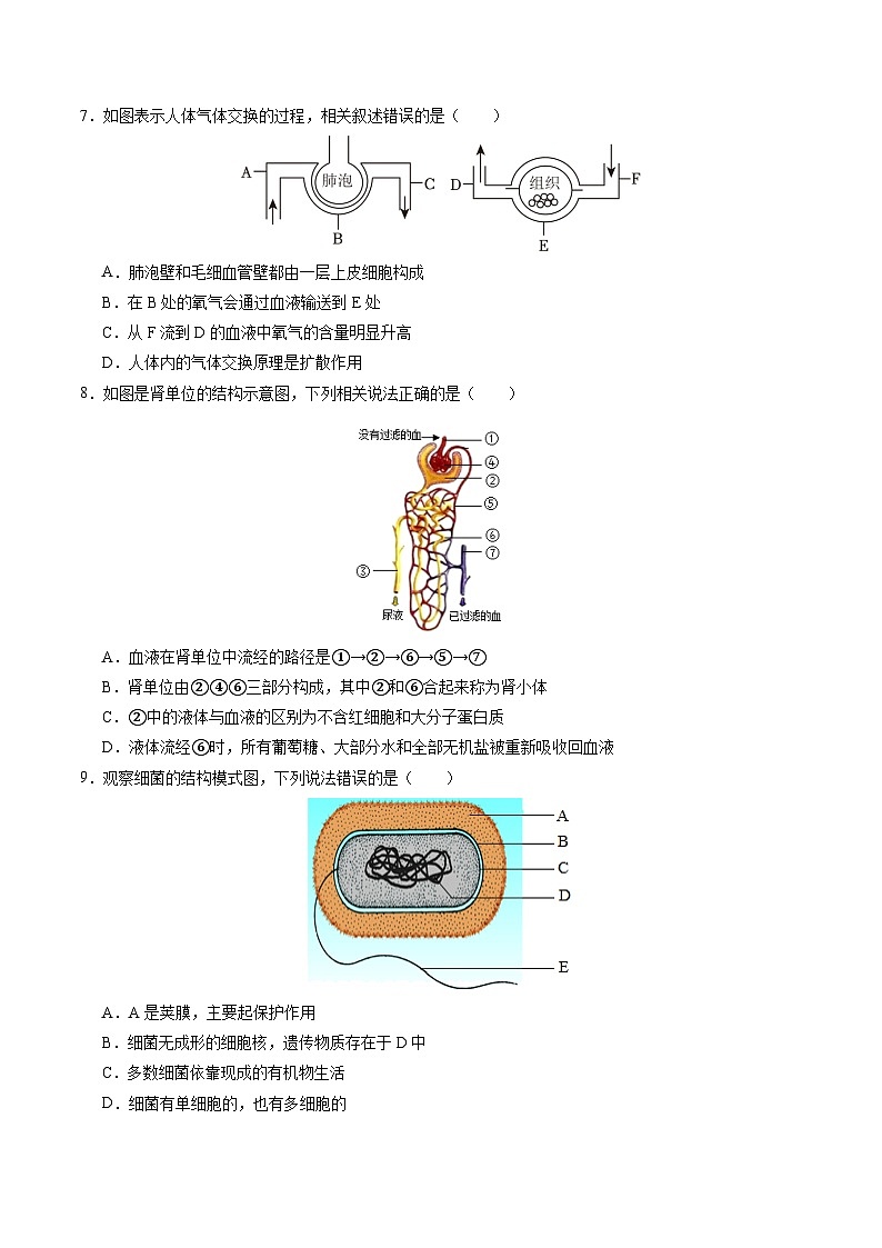 生物（南通卷）-2024年会考第一次模拟考试03
