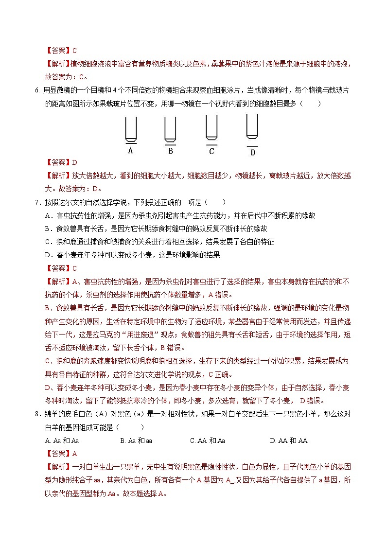生物（重庆卷）-2024年会考第一次模拟考试02