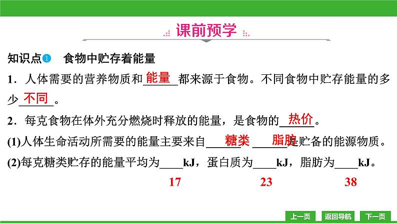 【新课标】北师大版生物七下10.1《食物中能量的释放》课件06