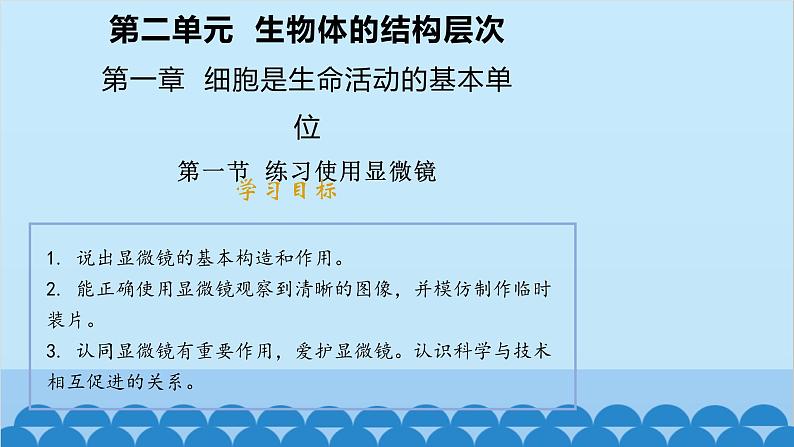 人教版生物七年级上册 2.1.1 练习使用显微镜课件01