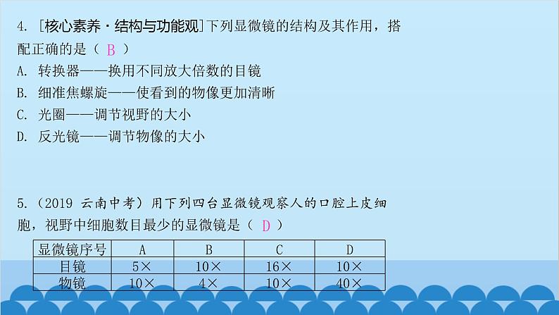 人教版生物七年级上册 2.1.1 练习使用显微镜课件06