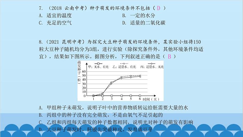 人教版生物七年级上册 第三单元 单元知识集中训练课件第4页