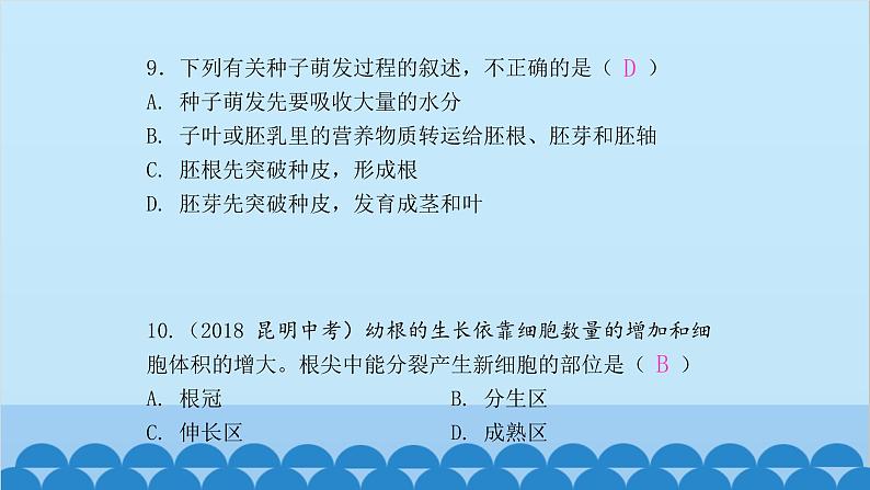 人教版生物七年级上册 第三单元 单元知识集中训练课件第5页