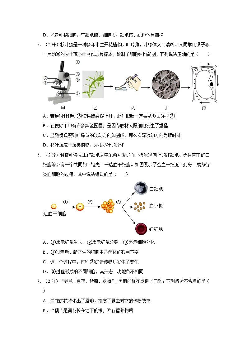 2024年山东省济宁市太白湖新区中考生物一模试卷02