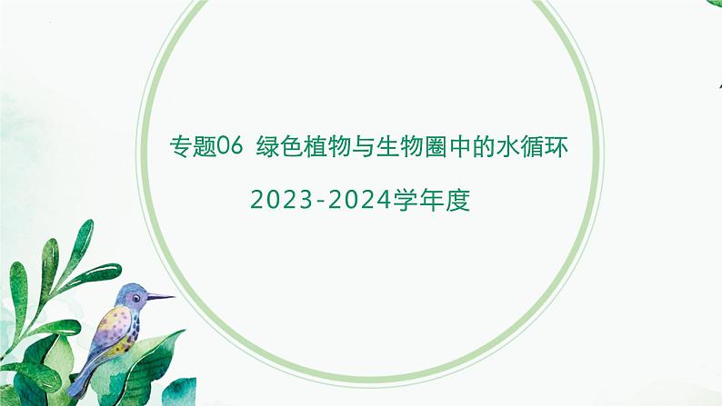 【2024年会考】初中生物 专题06 绿色植物与生物圈中的水循环-课件第1页