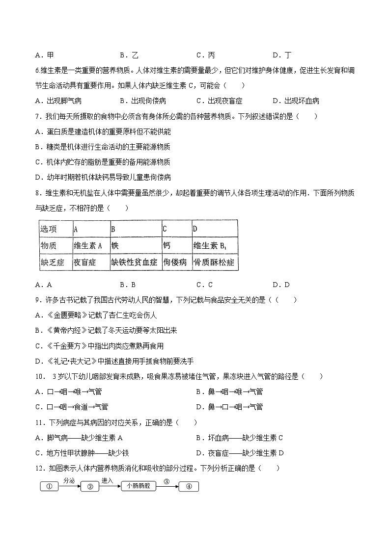 【2024会考】初中生物 专题10 人体的营养-练习（原卷+解析版）02