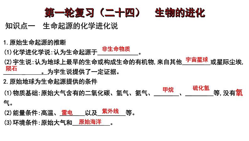 【2024会考】初中生物 考点专题24 生物的进化-课件01