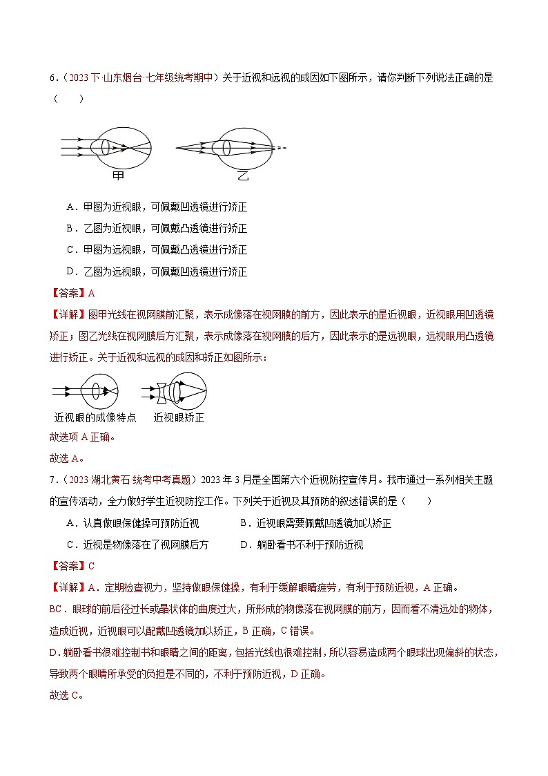 【2024年会考】初中生物 专题14 人体生命活动的调节练习03