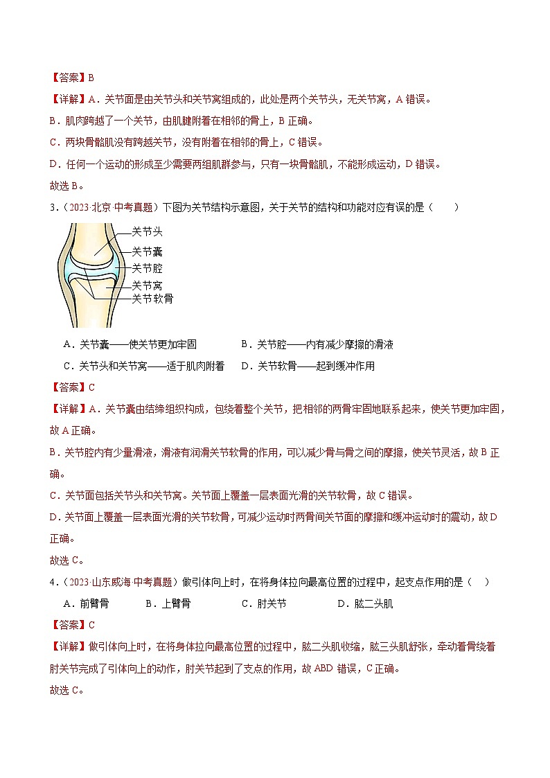 专题17 动物的运动和行为+动物在生物圈中的作用（解析版）第2页