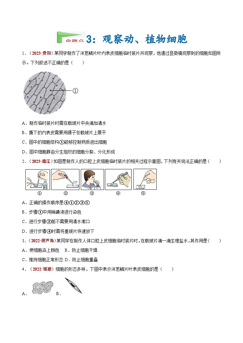【2024会考】初中生物会考真题汇编 专题16 实验（原卷+解析版）03