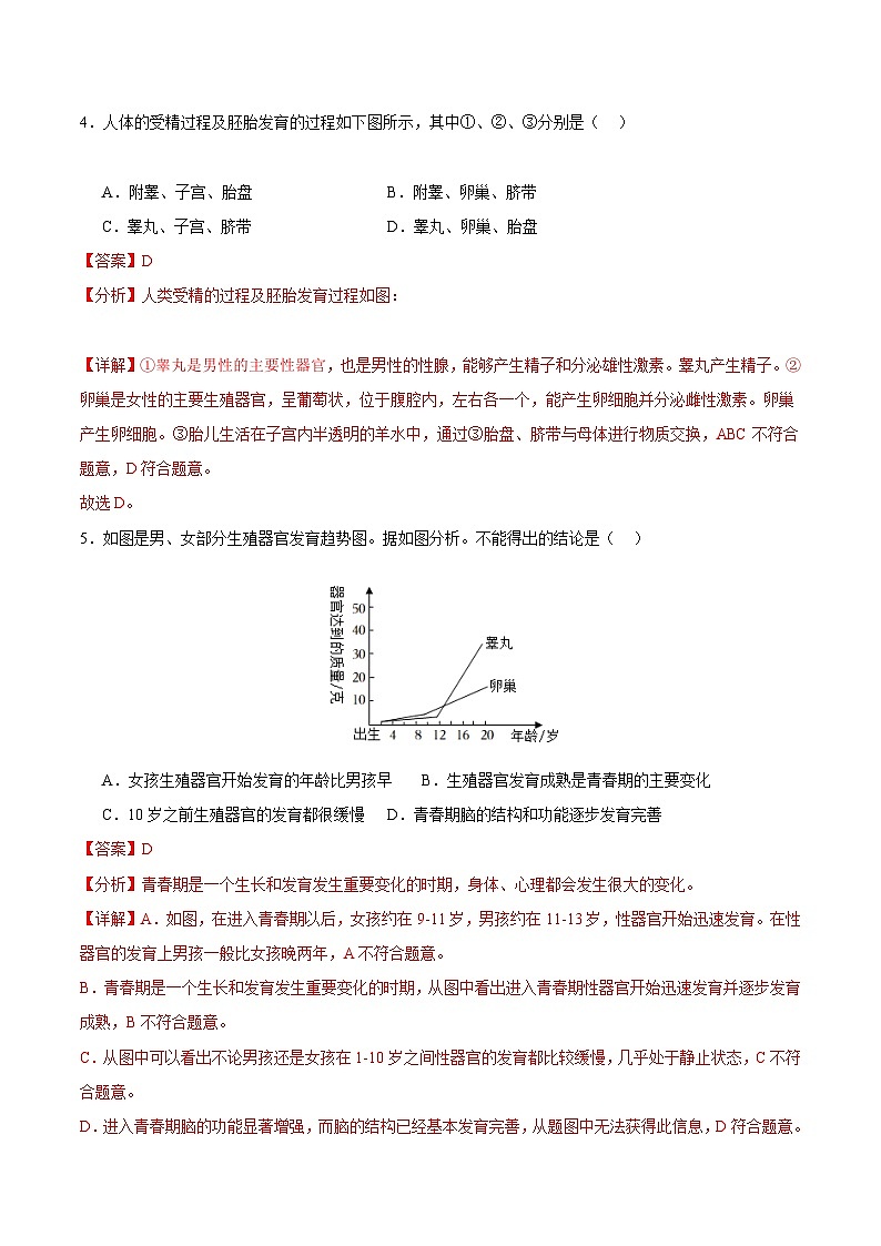 2023-2024学年初中下学期期中考试 七年级生物期中模拟卷（长沙专用）03