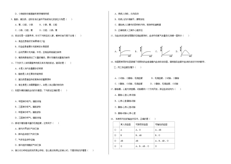 2023-2024学年初中下学期期中考试 七年级生物期中模拟卷（北京专用）02