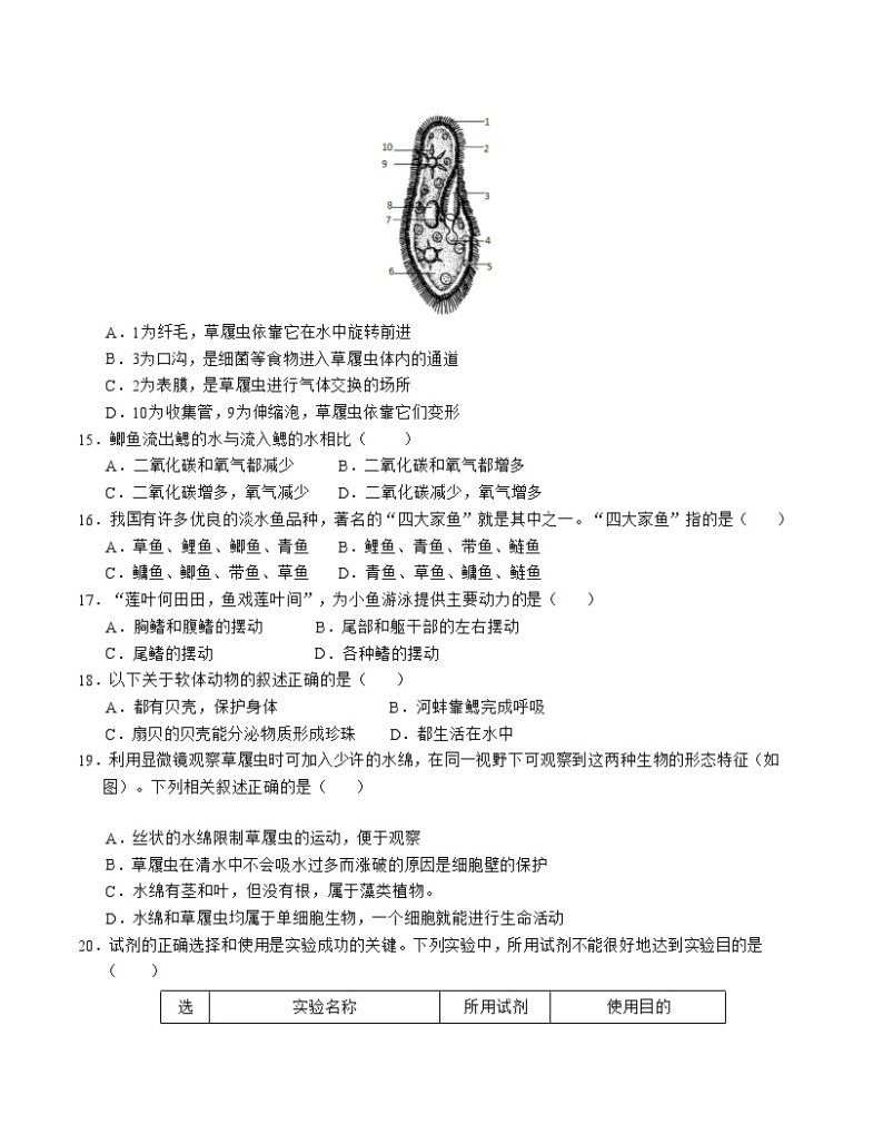 2023-2024学年初中下学期期中考试 七年级生物期中模拟卷（江苏专用，苏科版）03