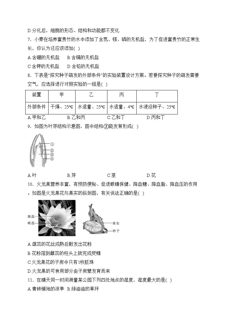 陕西省宝鸡市陈仓区2023年初中学业水平考试模拟生物试卷(含答案)02