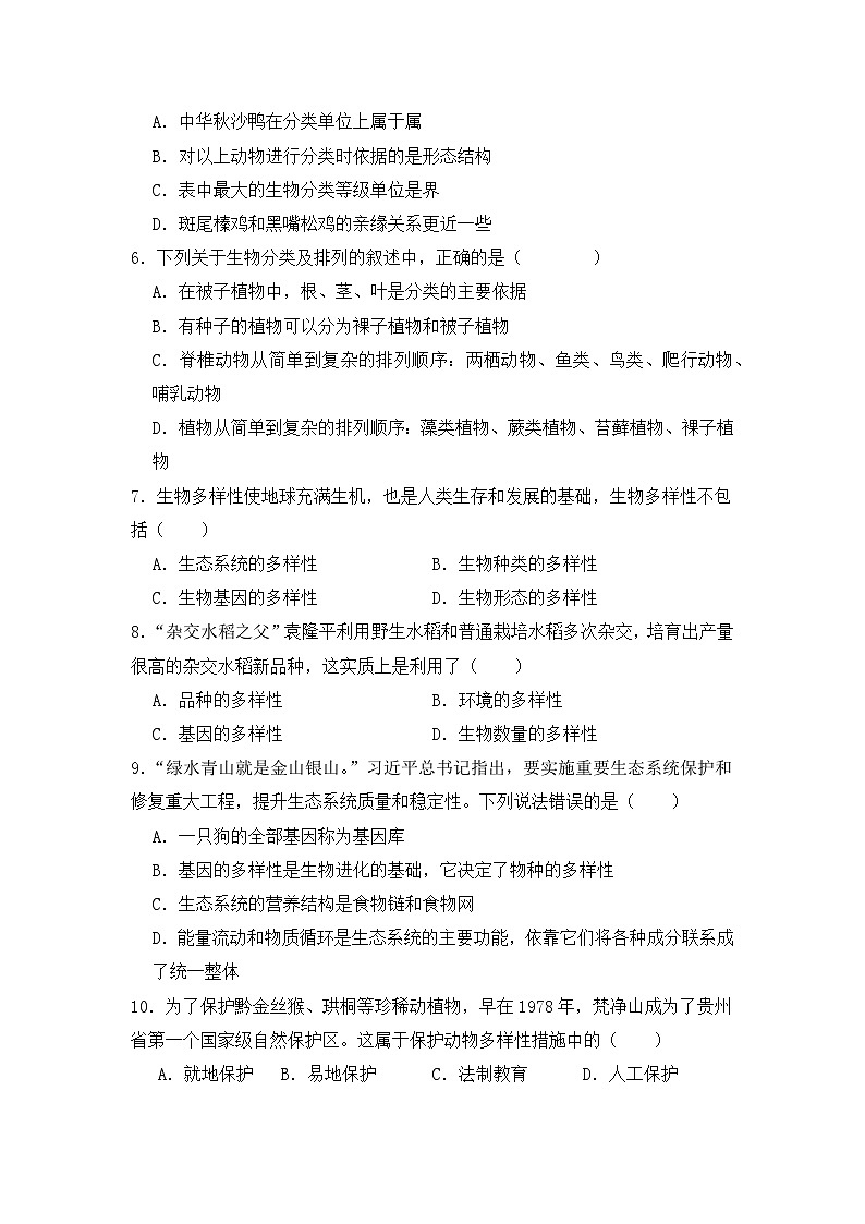2024年八年级生物中考复习第六、八单元练习题第2页