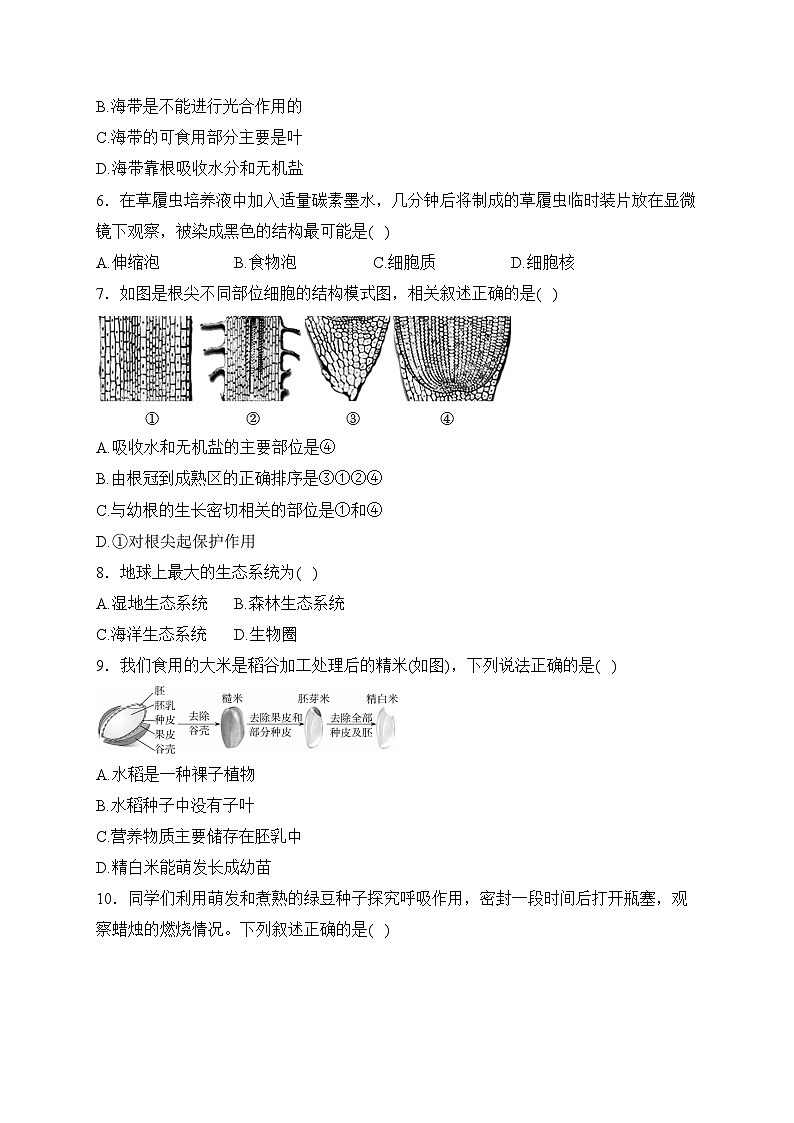 辽宁省阜新市海州区2023-2024学年七年级上学期期末教学质量检测生物试卷(含答案)第2页