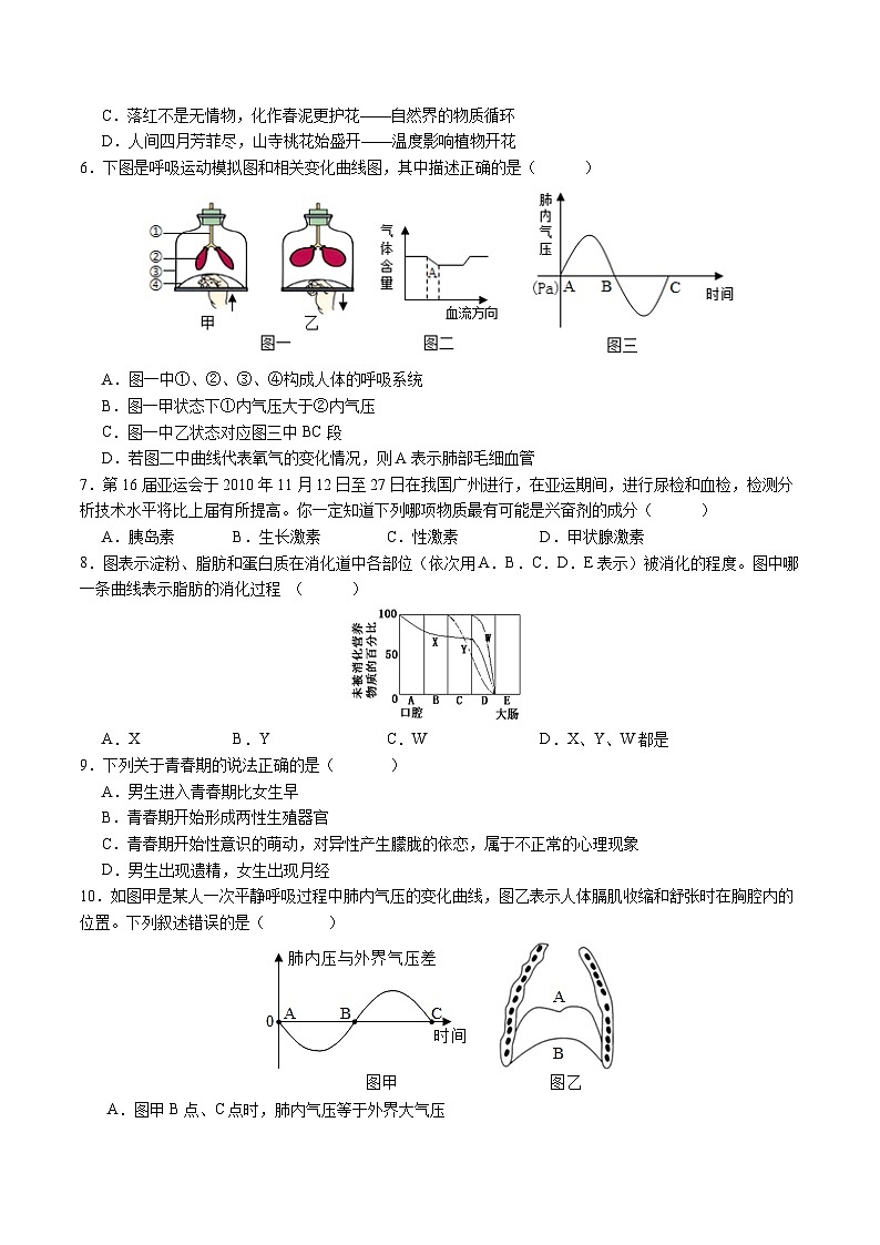 中考生物（全国通用）-2024年中考第一次模拟考试02