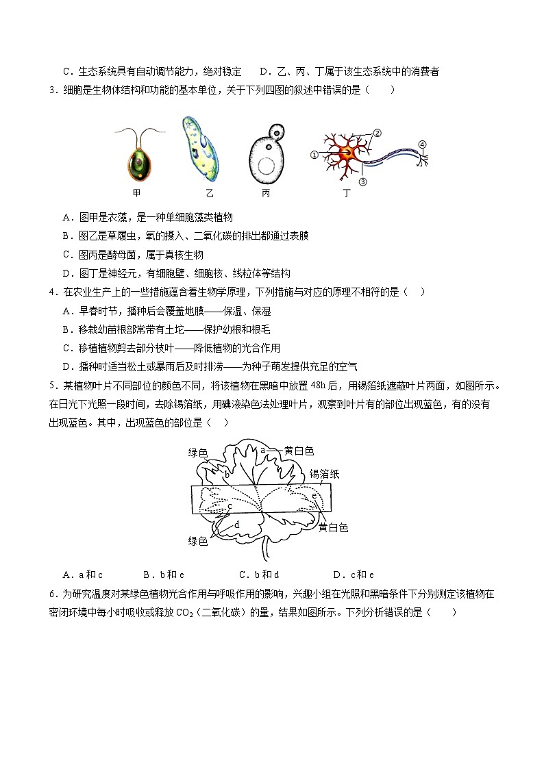 中考生物（南通卷）-2024年中考第一次模拟考试02