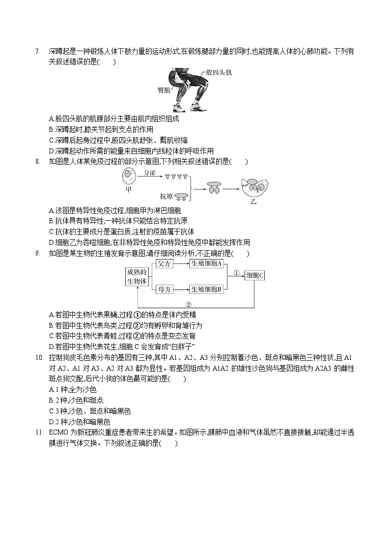 中考生物（呼和浩特卷）-2024年中考第一次模拟考试03