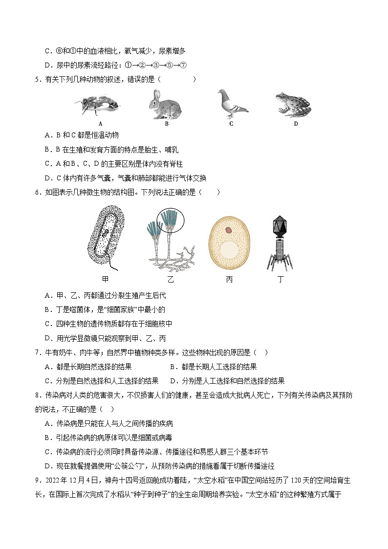 中考生物（安徽卷）-2024年中考第一次模拟考试03