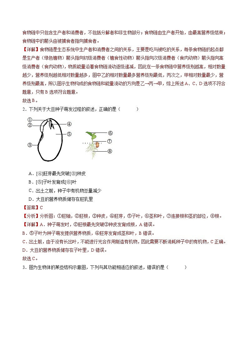 中考生物（安徽卷）-2024年中考第一次模拟考试02