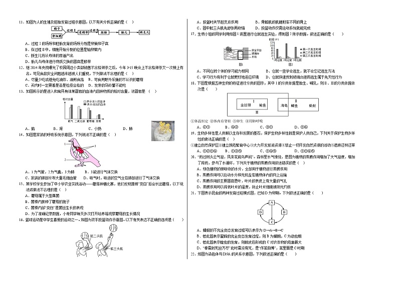 中考生物（扬州卷）-2024年中考第一次模拟考试02