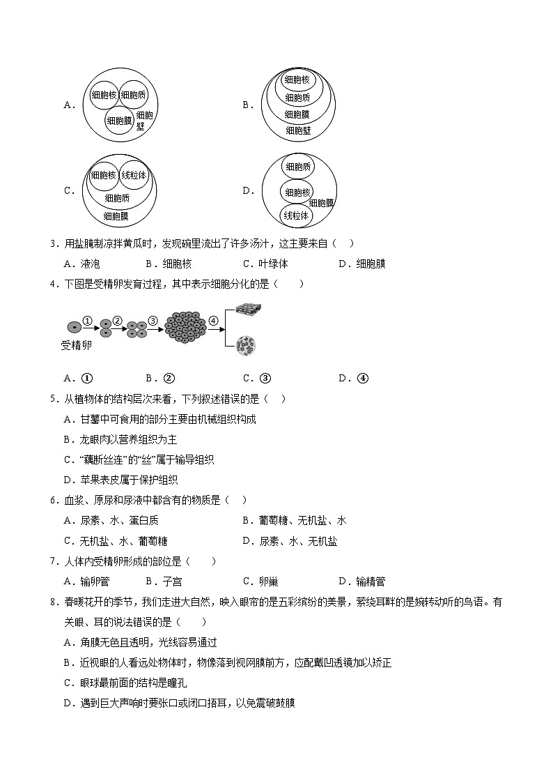 中考生物（河南卷）-2024年中考第一次模拟考试02