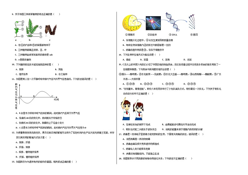中考生物（河南卷）-2024年中考第一次模拟考试02