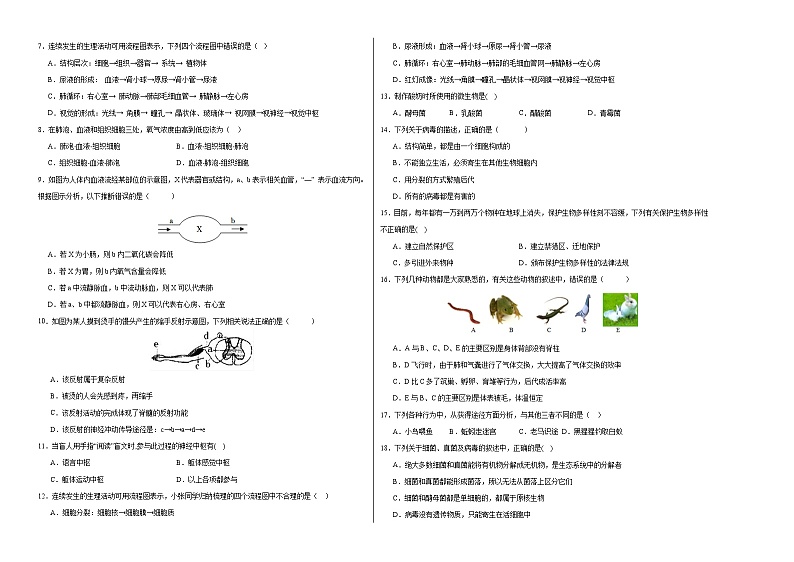 中考生物（甘肃卷）-2024年中考第一次模拟考试02