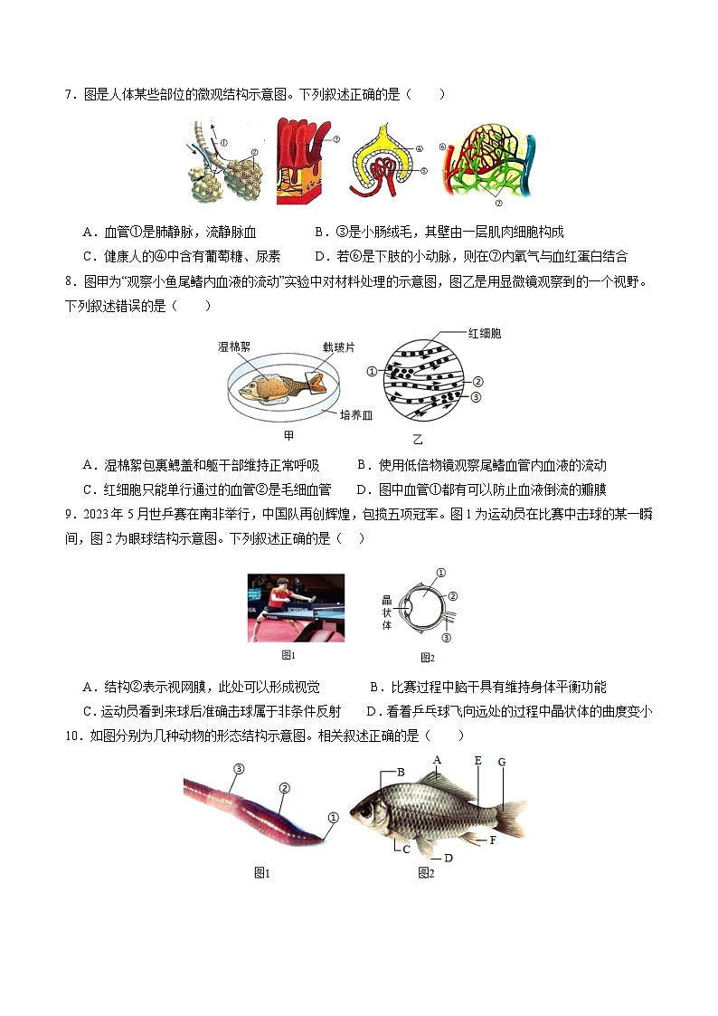 中考生物（盐城卷）-2024年中考第一次模拟考试03