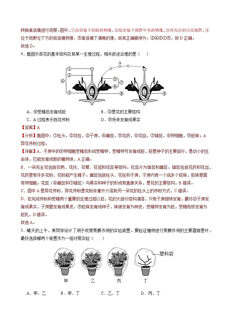 中考生物（盐城卷）-2024年中考第一次模拟考试03