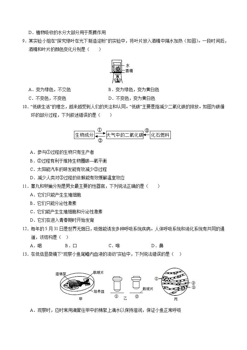 中考生物（苏州卷）-2024年中考第一次模拟考试03